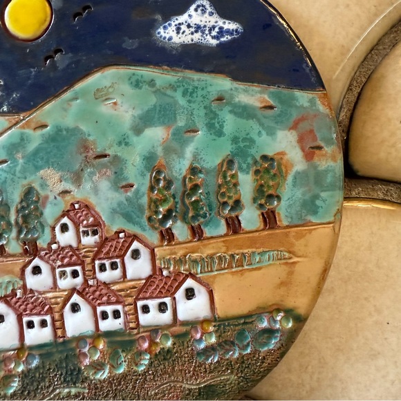Arcil Lousa Portugal Ceramic Artisan Mission Pueblo Pottery, Hanging/Trivet Art - Picture 5 of 9